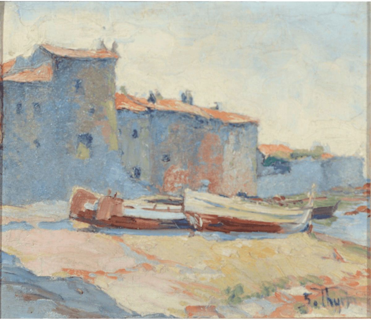 Painting From 20th Century Representing Saint Tropez. - Retouch Fine Art