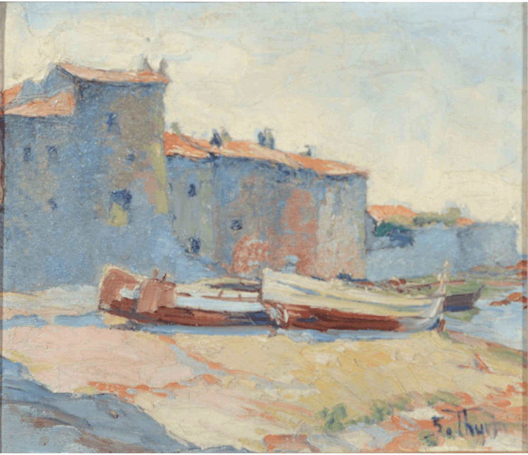 Painting From 20th Century Representing Saint Tropez. - Retouch Fine Art