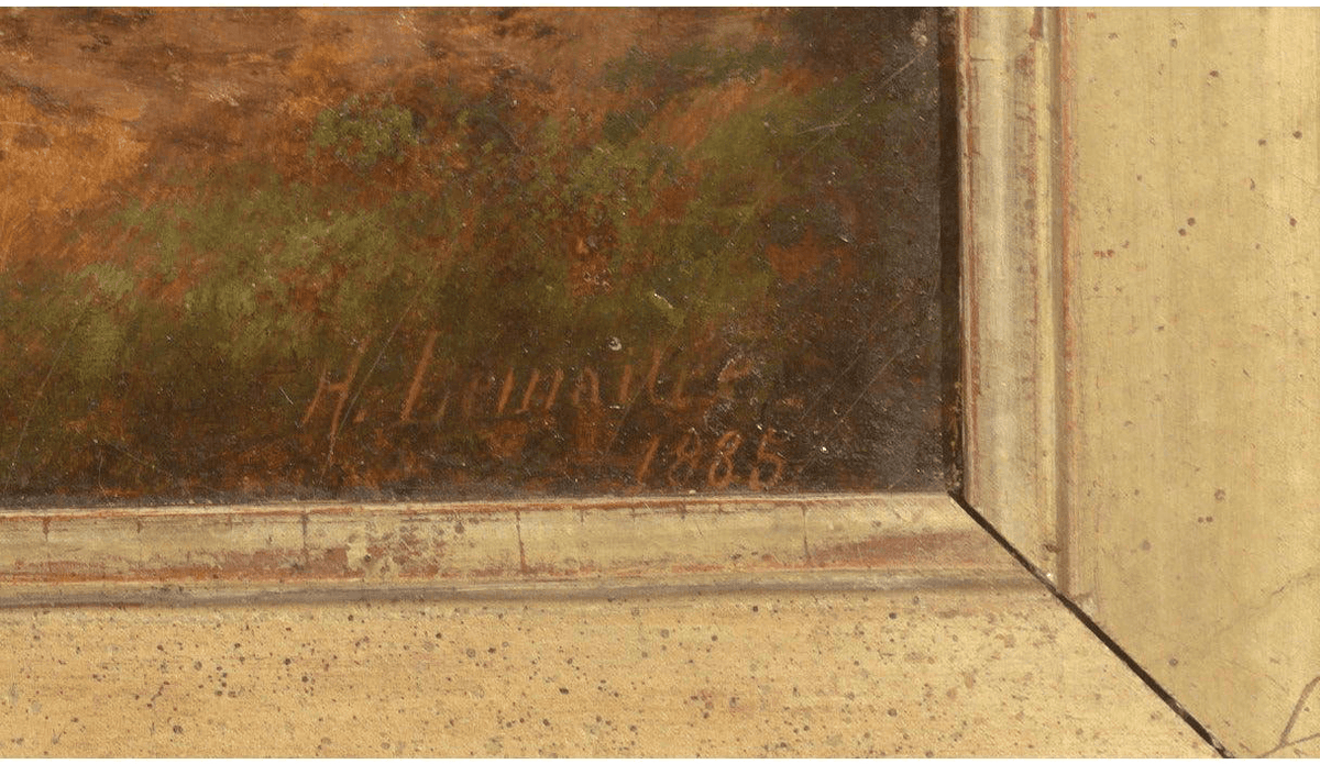 Antique Oil Painting Signed M.Lemaitre - 1885 - Retouch Fine Art