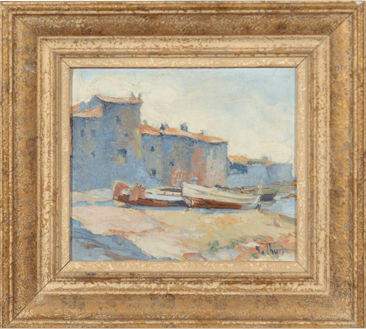 Painting From 20th Century Representing Saint Tropez. - Retouch Fine Art