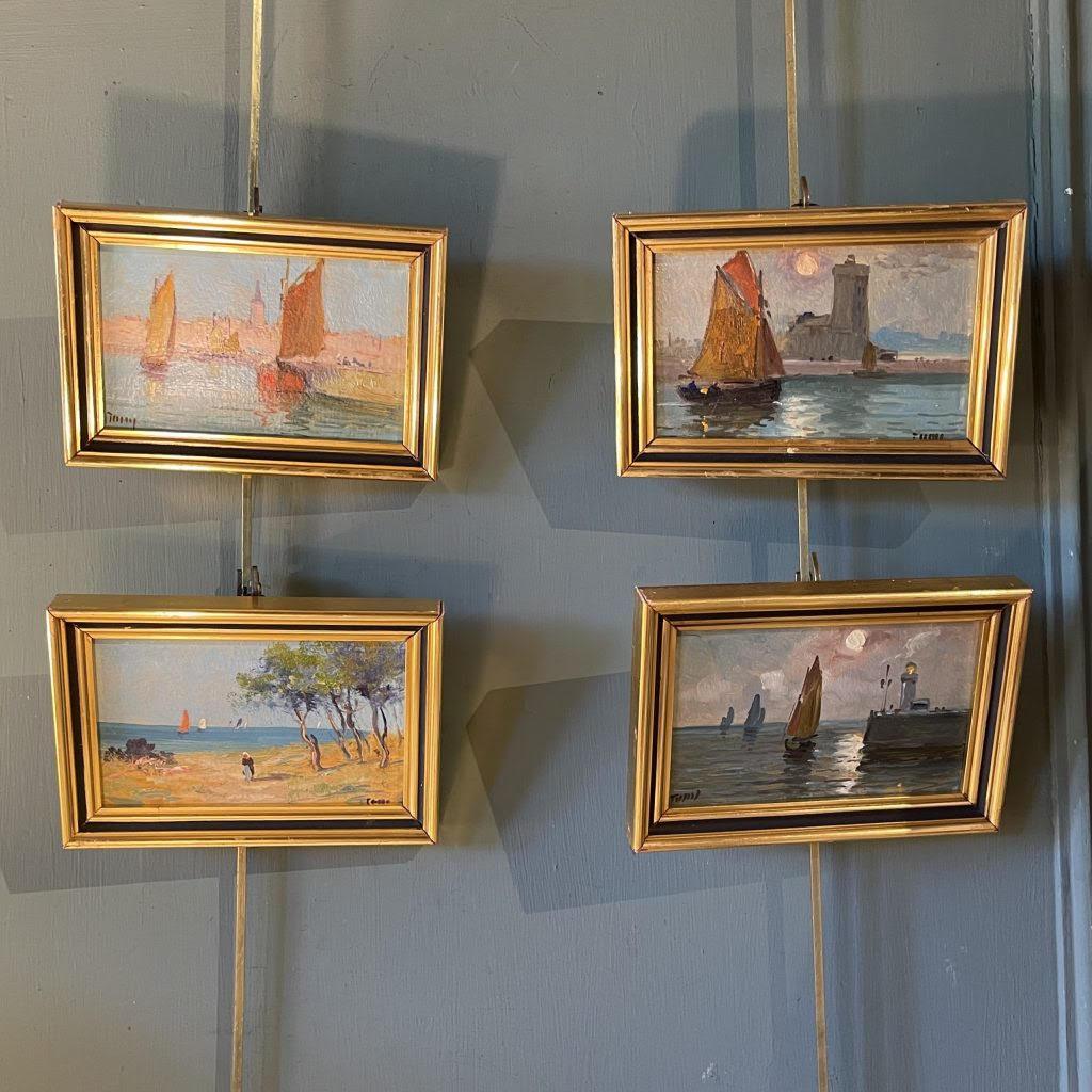 Series of 4 Small Vintage Oil Paintings - Retouch Fine Art