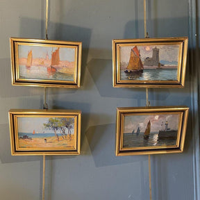 Series of 4 Small Vintage Oil Paintings - Retouch Fine Art